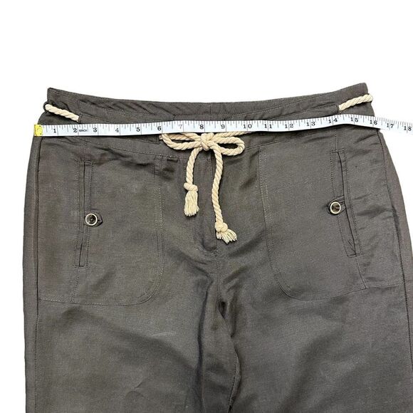 Sandro Linen Blend High Rise Cropped Pants with Rope Tie Belt Size 6 - Picture 5 of 11